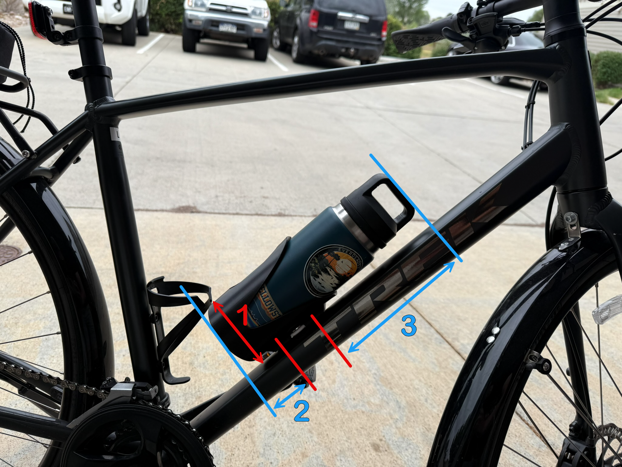 Bottle cage dimensions diagram
